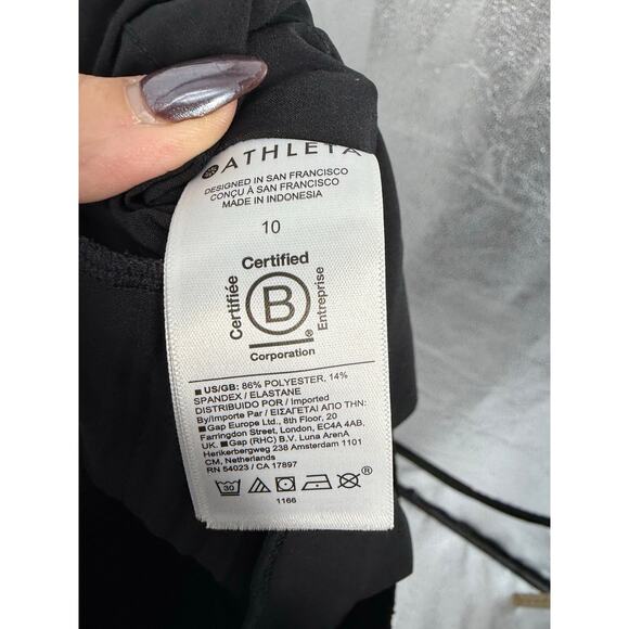Athleta Avenue Wide Leg Crop Pants Black Stretch Pull-On Flowy Trouser Sz 10 - Picture 11 of 11